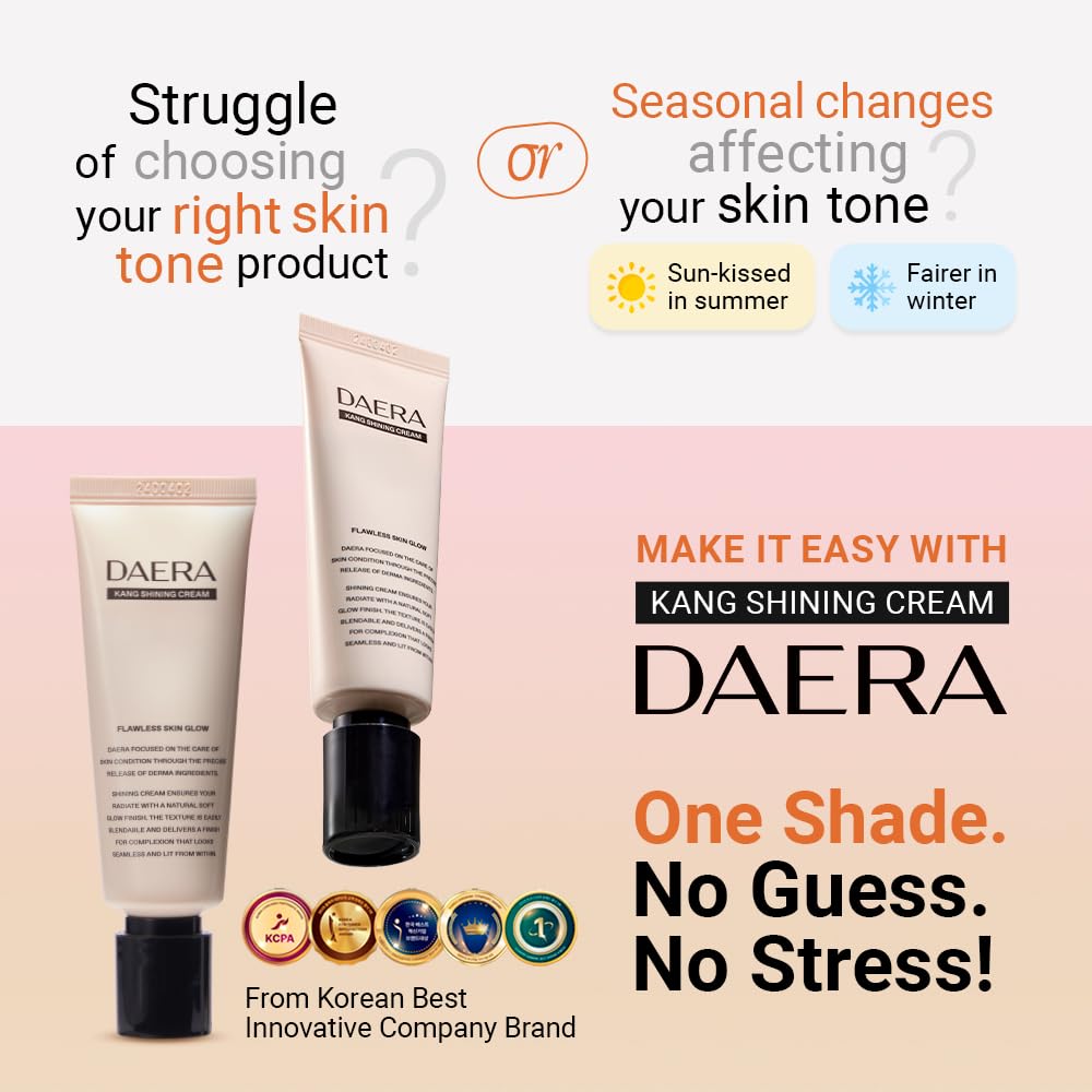 DAERA Kang Shining BB cream self-adjusting shade swatch shows seamless match