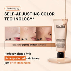 DAERA Kang Shining BB cream swatch close-up showing natural shade and glow