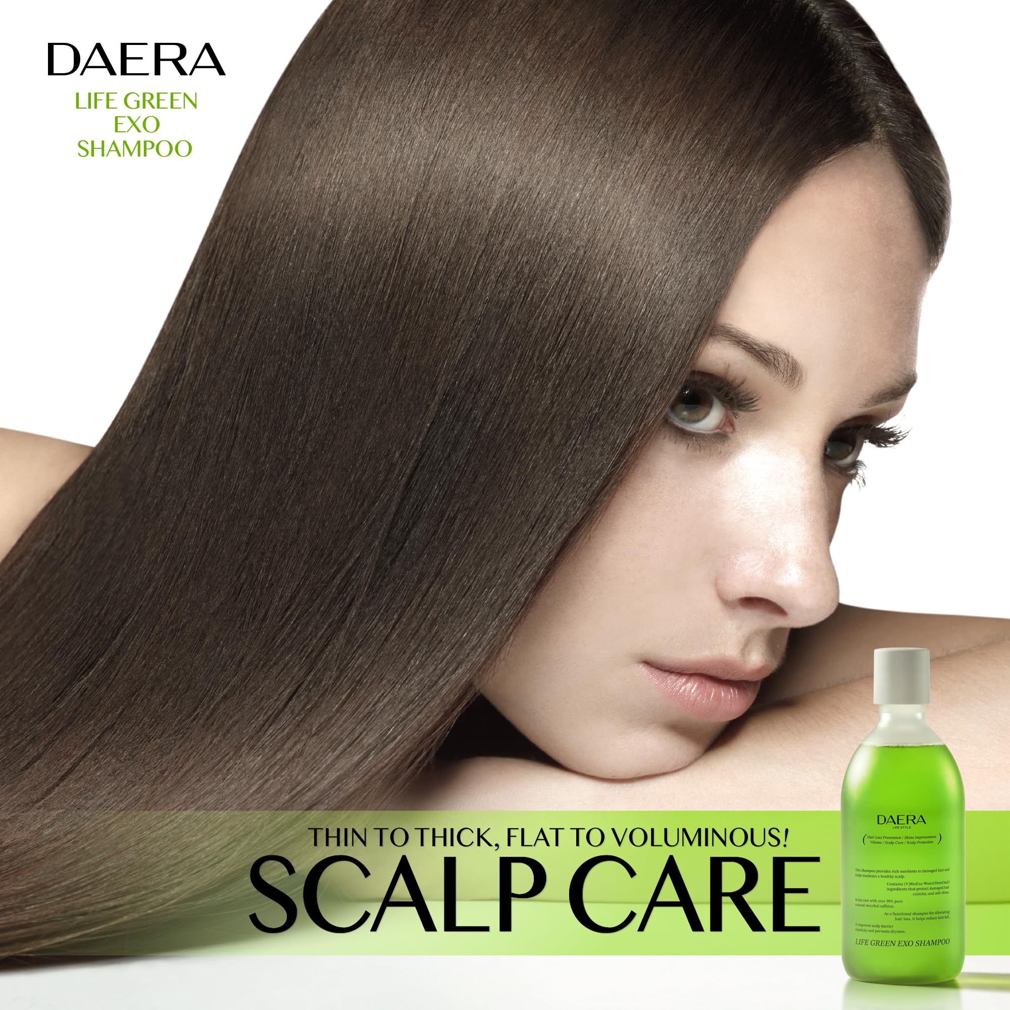 DAERA Life Green Exo Shampoo rich lather showing deep cleanse