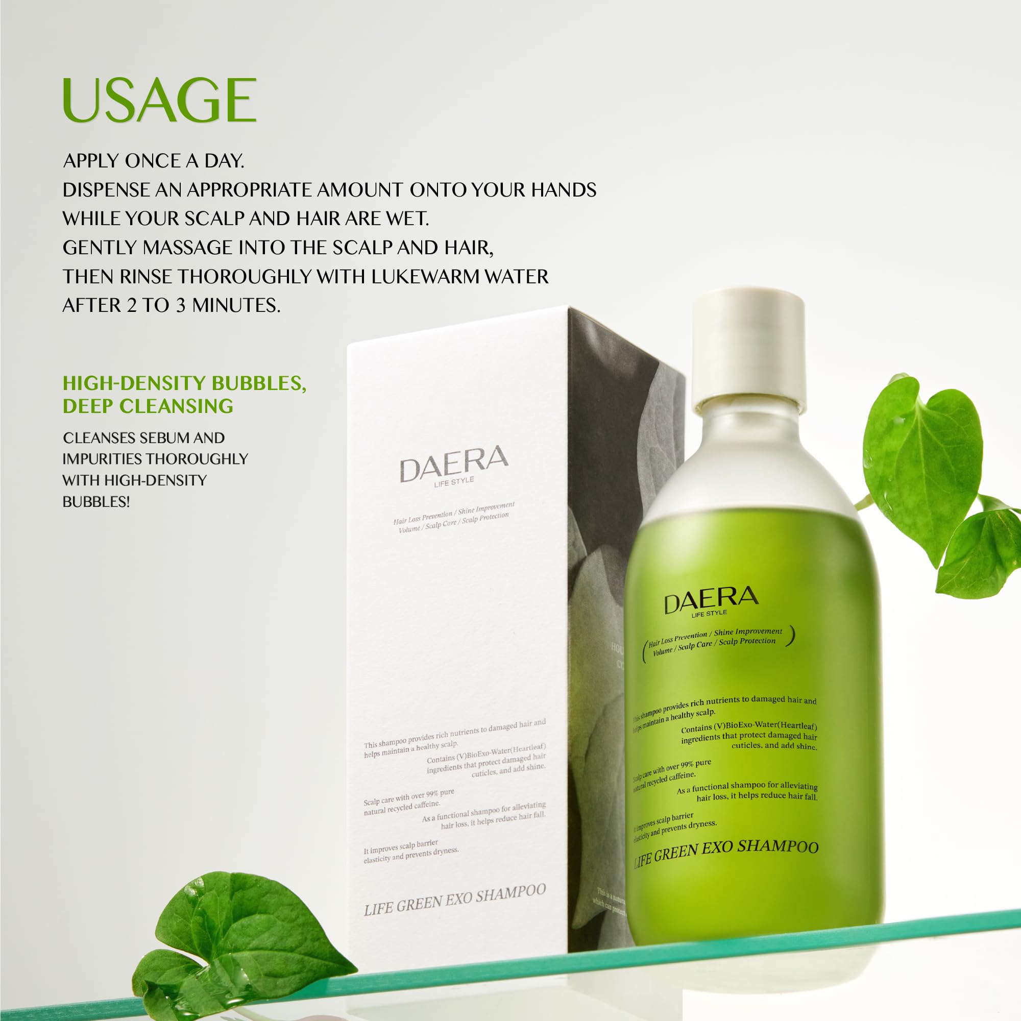 Caffeine-rich formula illustration with natural ingredients for scalp refreshment