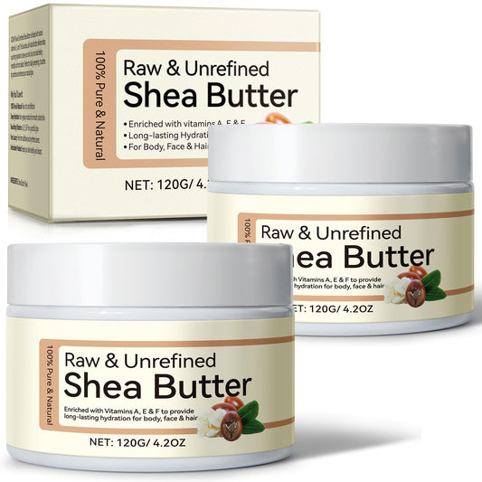 Daiasns Shea Butter 2-pack jars — pure, unrefined moisturizer for skin and hair.