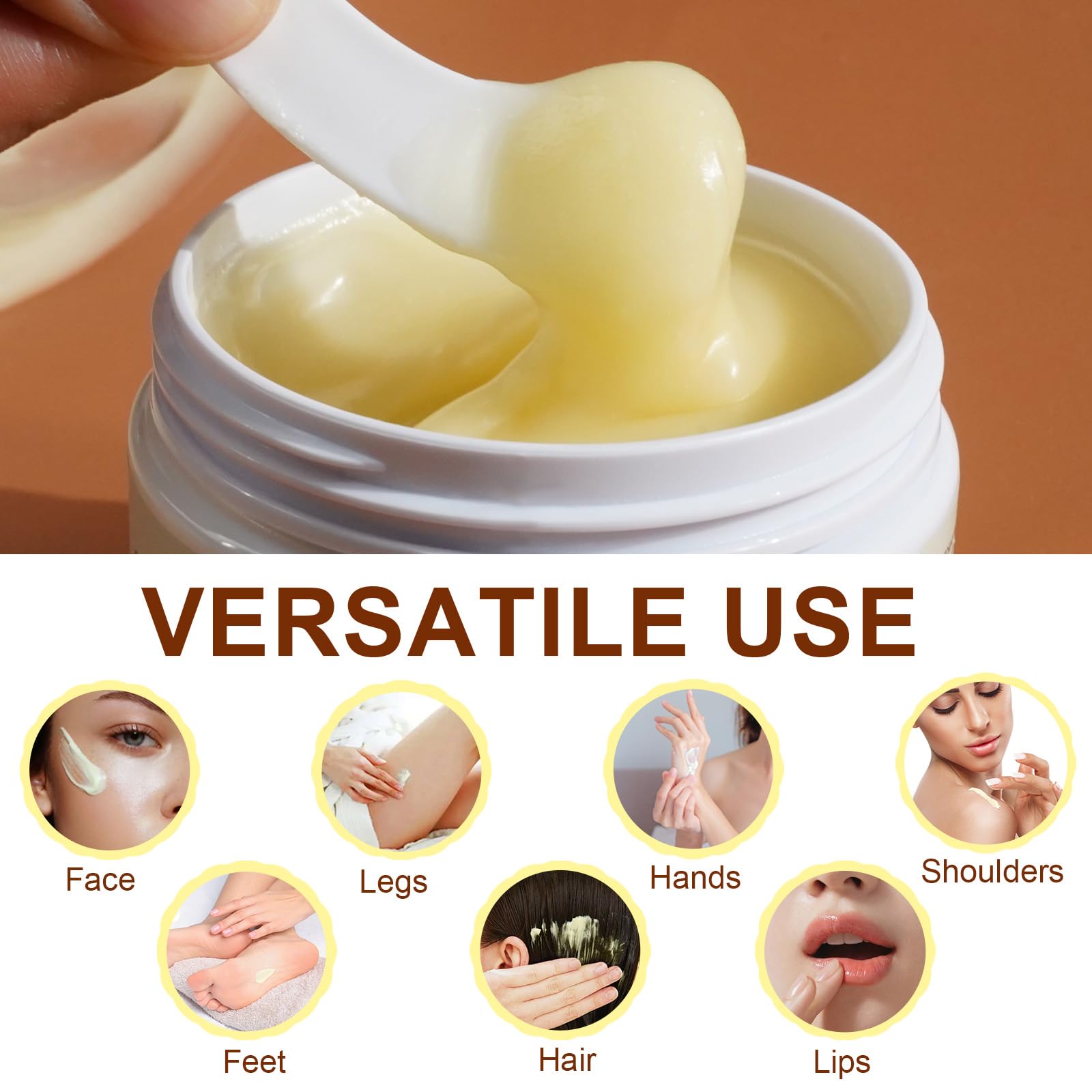 Daiasns Shea Butter vitamins A, E, F for skin health.
