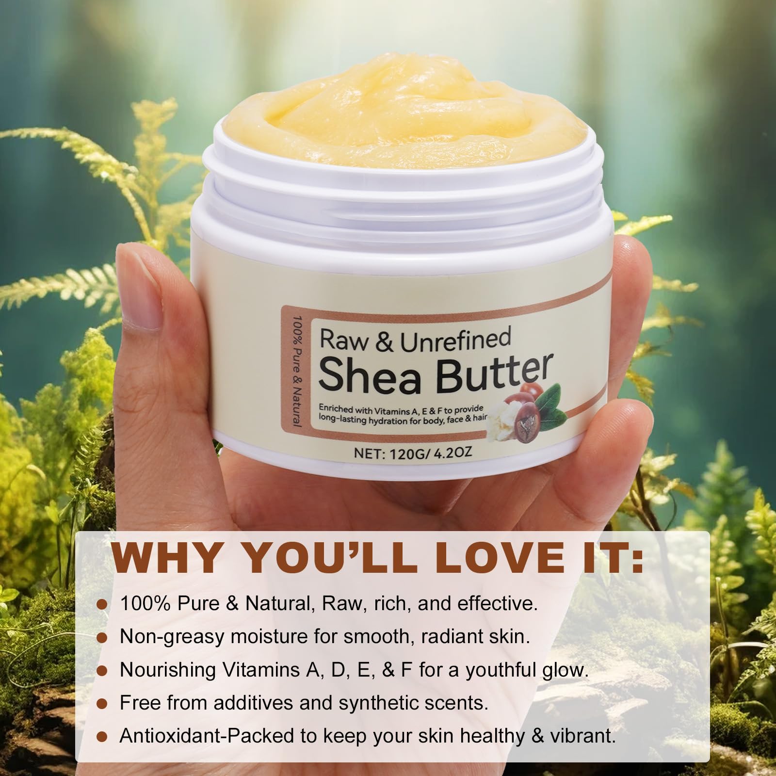 Daiasns Shea Butter absorbs easily with a non-greasy feel.