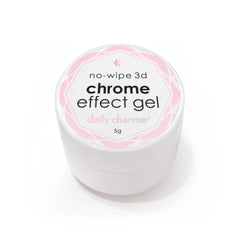 Daily Charme 3D Chrome Effect No-Wipe Gel jar close-up showing glossy chrome texture