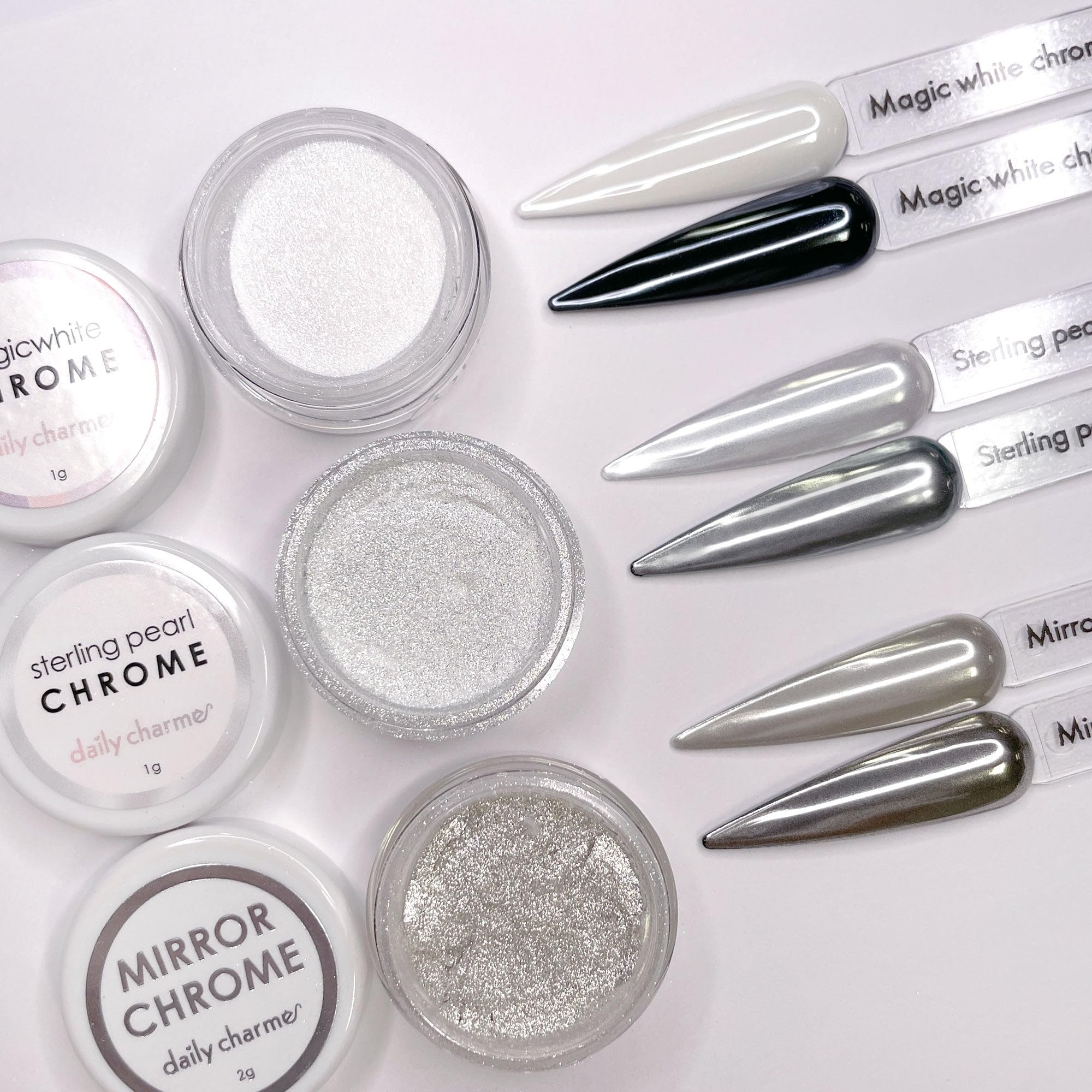Daily Charme no-tacky-residue formula leaves a clean finish after cure.