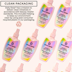 DAILY DOSE PCR-packaging symbol indicating recycled material and sustainability.