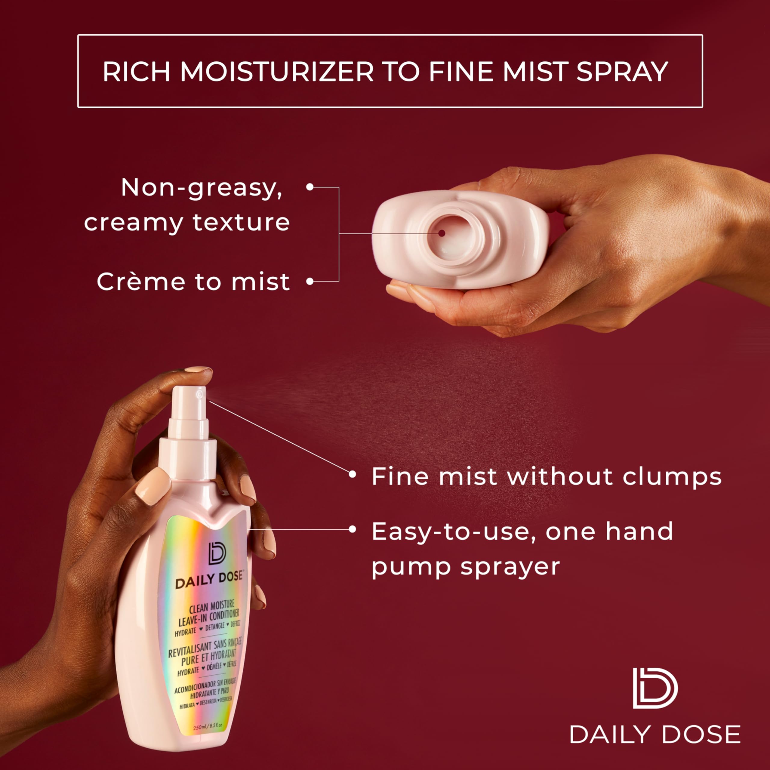 DAILY DOSE shine close-up highlighting restored smoothness and glow.