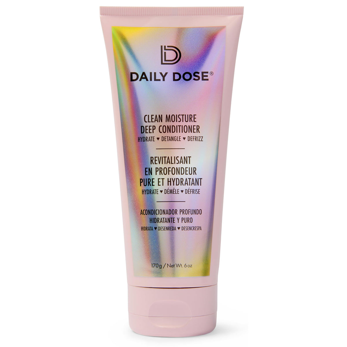 Daily Dose deep conditioner bottle hydrates hair for softness and manageability.