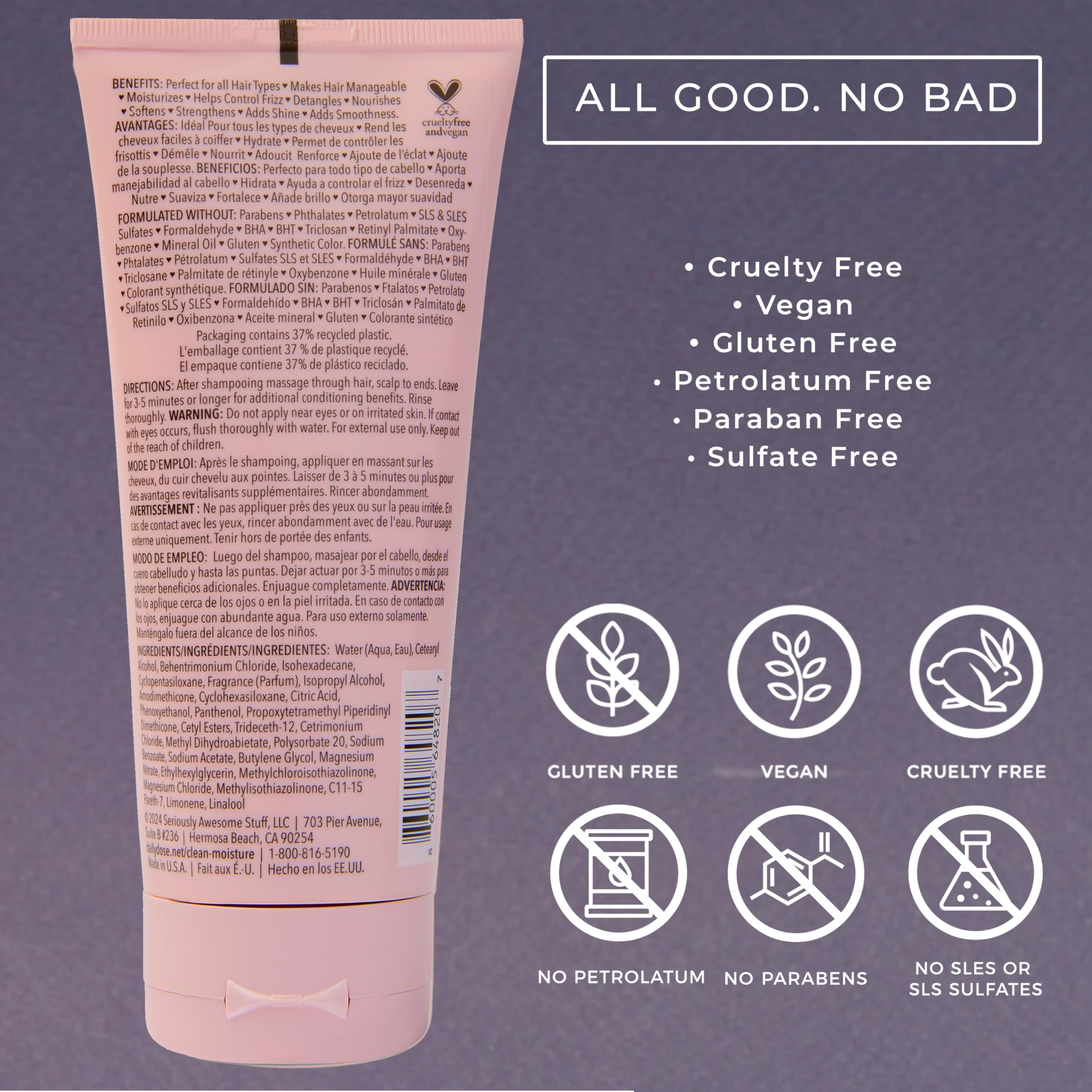Daily Dose frizz-control application demonstrates smooth, sleek strands and reduced flyaways.