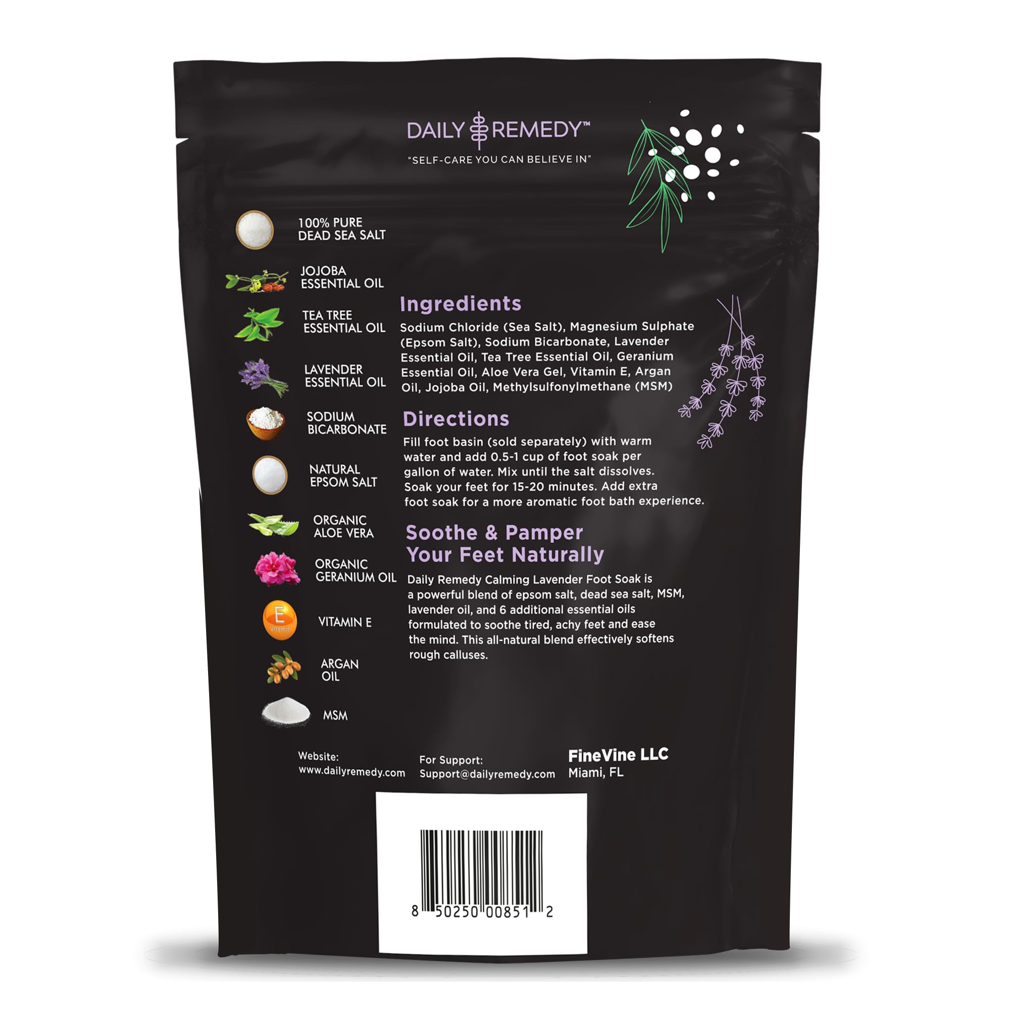 Daily Remedy Calming Lavender Foot Soak in tub ready for a soothing soak.