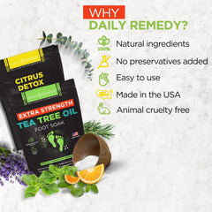 Ingredient blend of Daily Remedy foot soak with minerals and essential oils