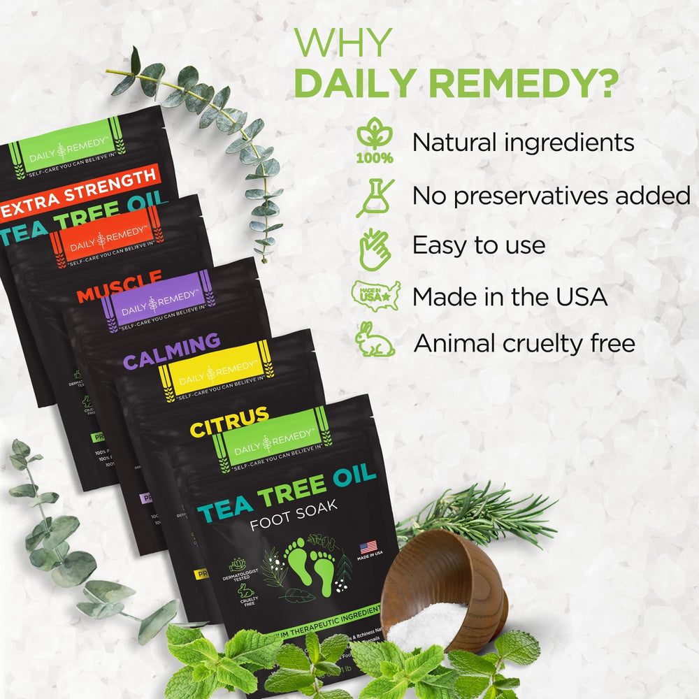 Daily Remedy foot soak with 100 percent natural ingredients