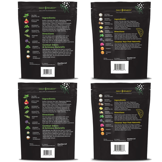 Closeup of Daily Remedy Tea Tree Extra Strength packets for tired feet