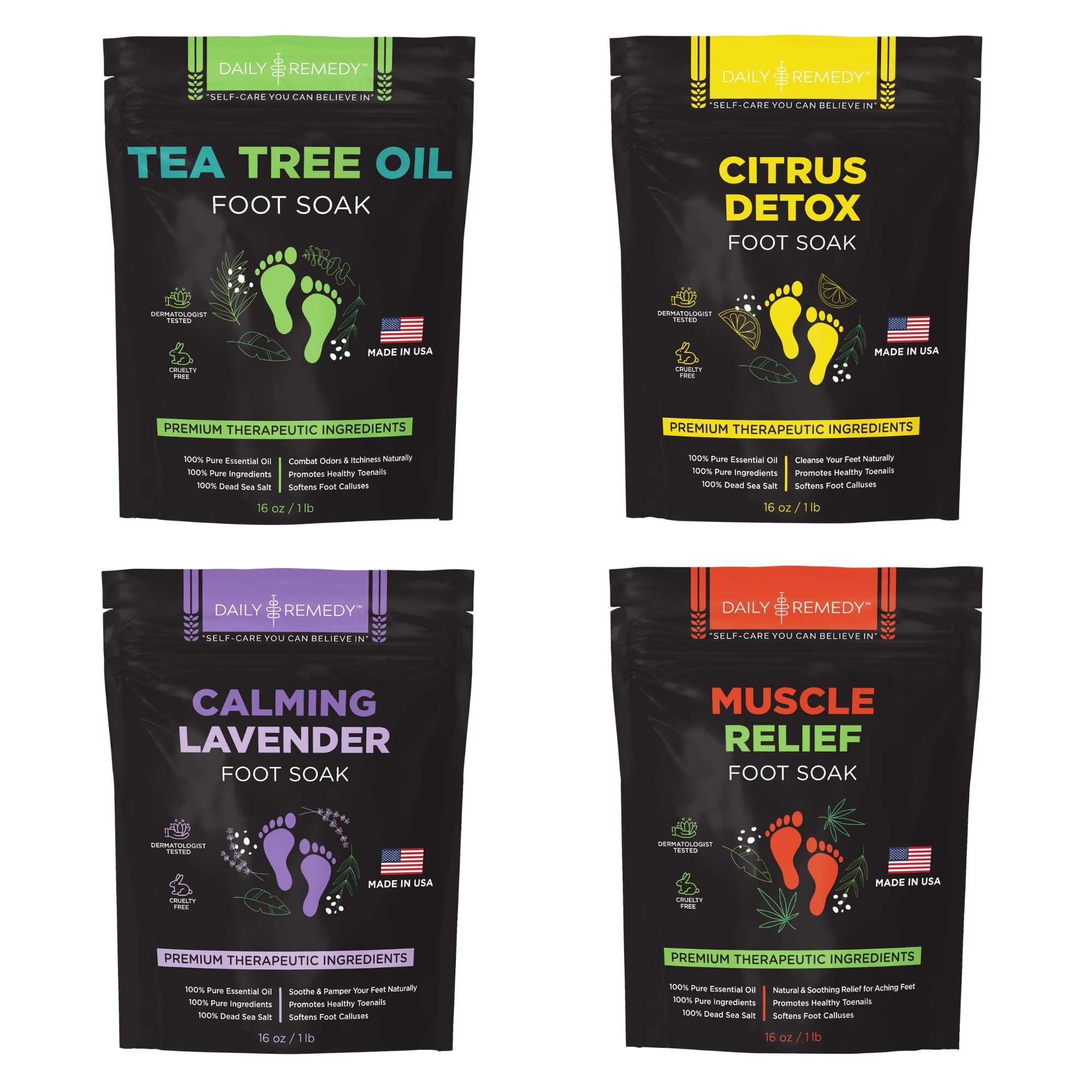 Daily Remedy foot soak with tea tree oil for odor control and refreshed feet
