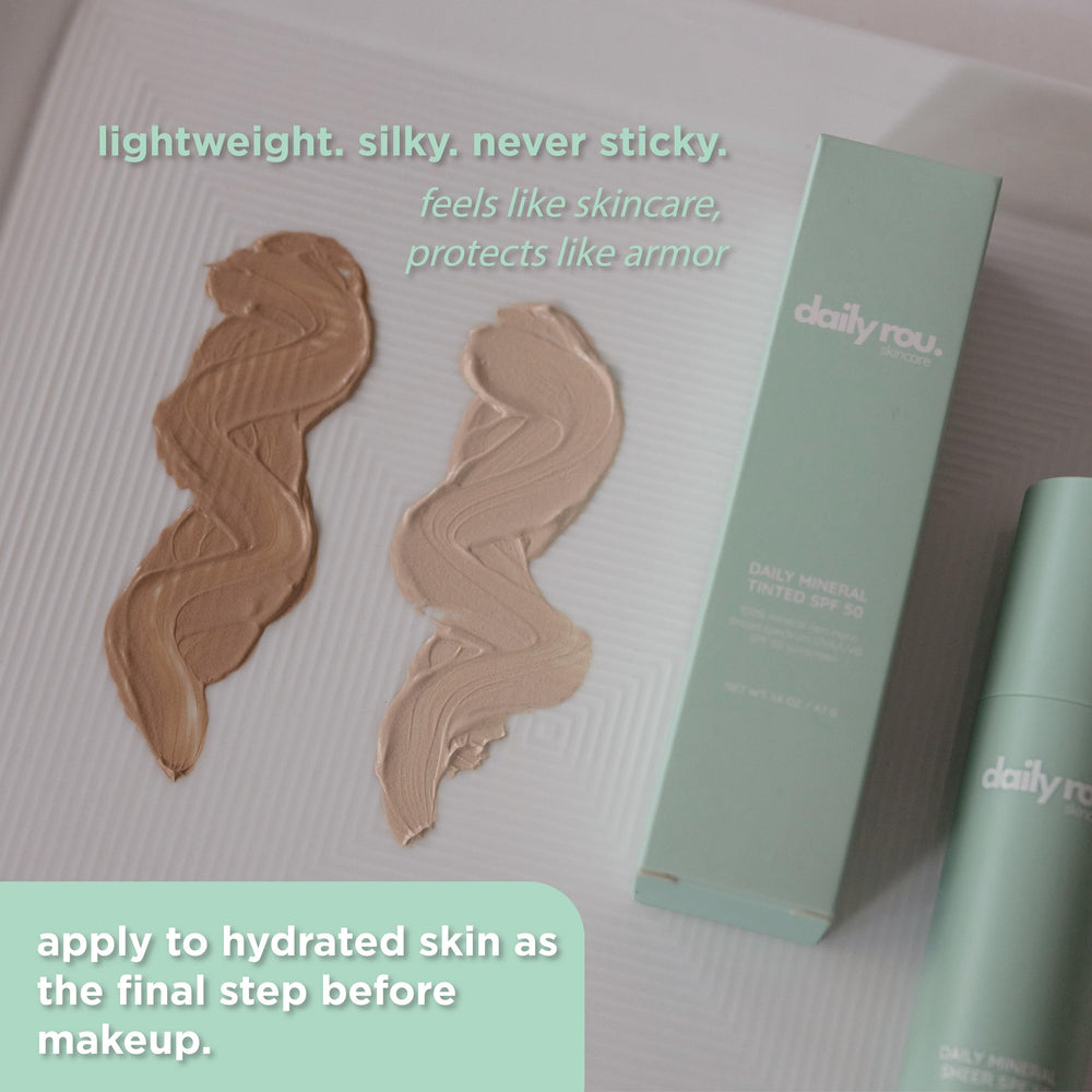 DailyRou sunscreen texture on skin demonstrates a sheer finish for natural look.