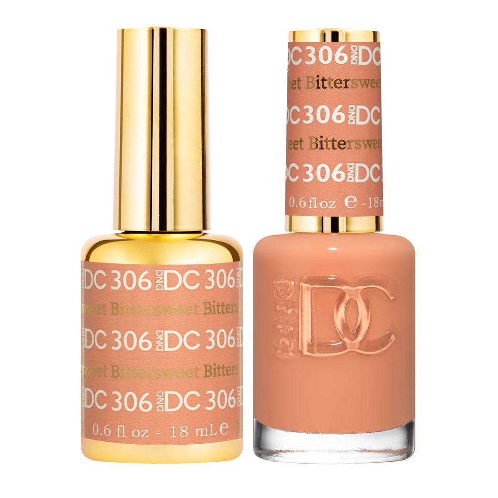 DAISY DND Bittersweet 306 gel polish bottle with rich fall color and long wear