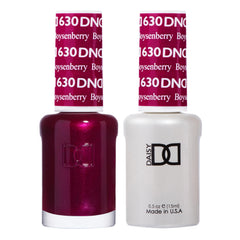 DAISY DND Boysenberry gel polish bottle close-up, vibrant shade with long-wear potential.