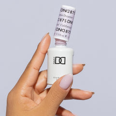 Daisy DND California Dreamin' lacquer bottle highlighting coordinated finish for at-home manicures.