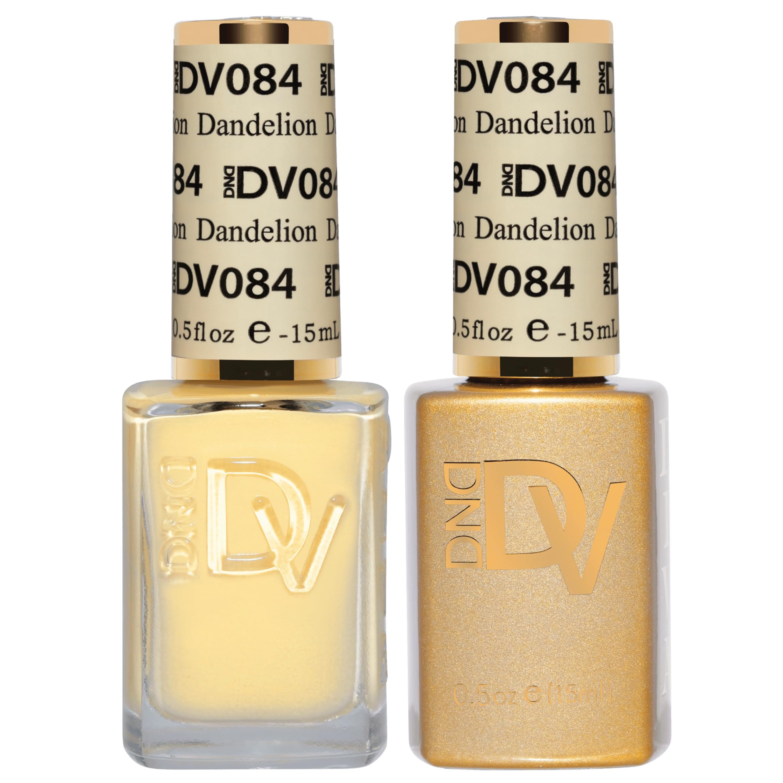 DAISY DND Dandelion gel polish bottle front, soft yellow shade for elegant nails