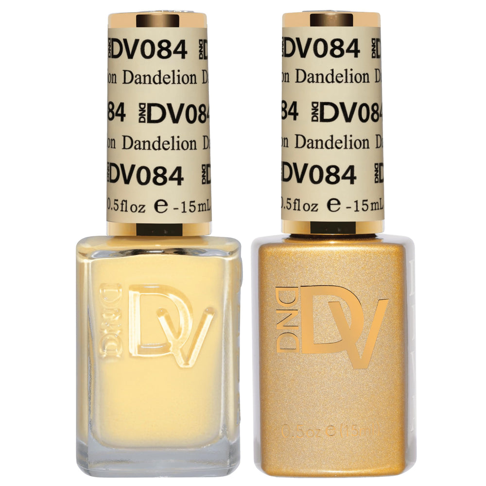 DAISY DND Dandelion gel polish bottle front, soft yellow shade for elegant nails