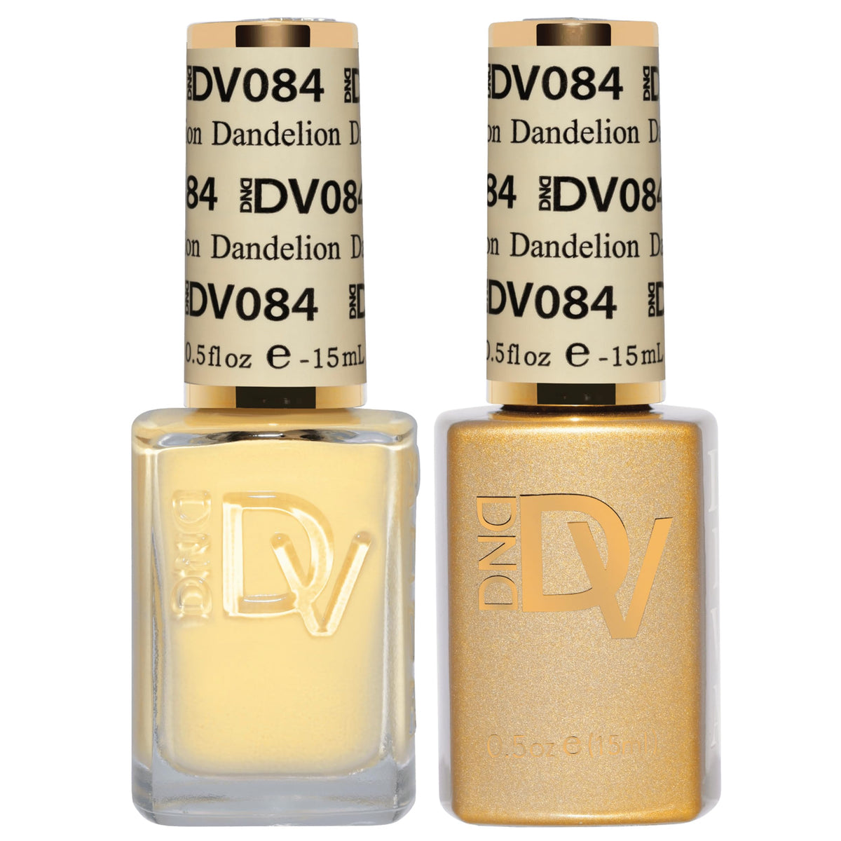 DAISY DND Dandelion gel polish bottle front, soft yellow shade for elegant nails