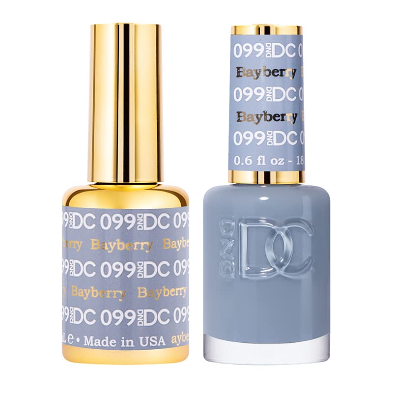 Daisy DND DC Blue Collection gel polish bottle close-up showing Bayberry shade for lasting color.