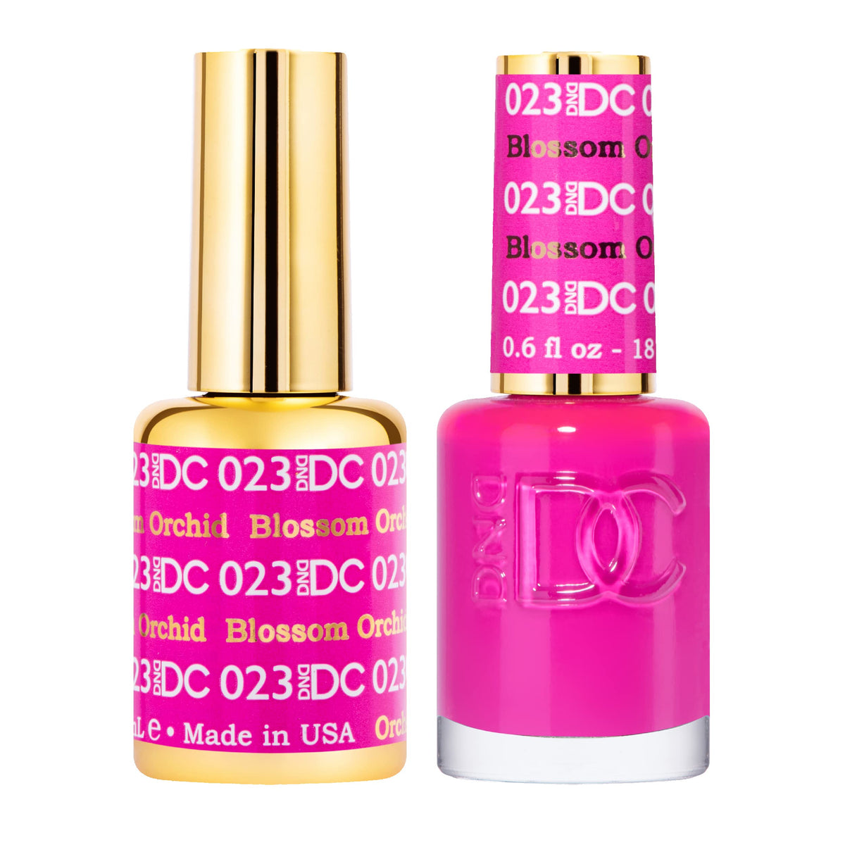 DAISY DND Blossom Orchid gel polish bottle close-up showing rich color