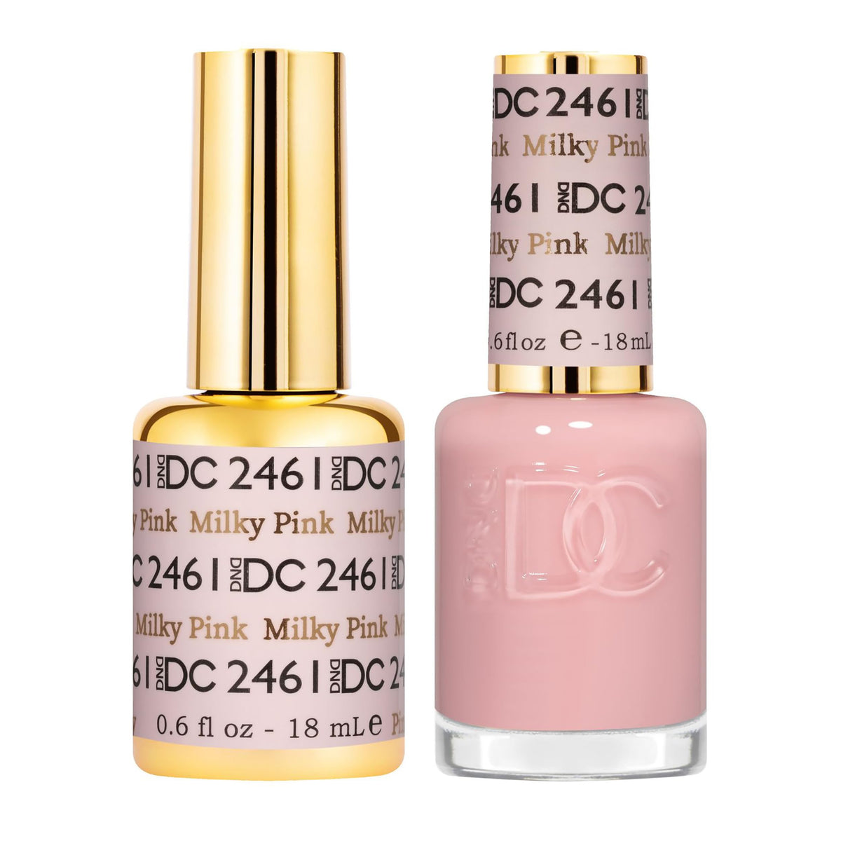 Daisy DND DC Milky Pink 2461 gel bottle for smooth, salon-finish nails.