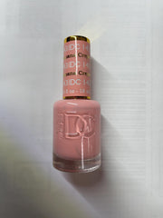 DAISY DND DND DC glossy orange nails after at-home manicure, salon-like shine.