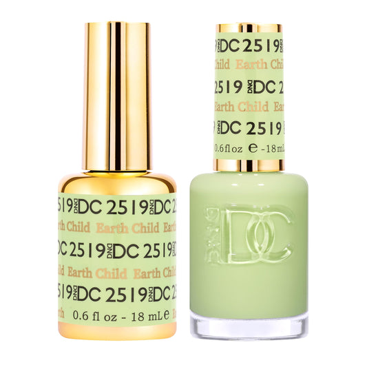 Daisy DND Earth Child 2519 gel polish bottle, soft green shade for a calming manicure.