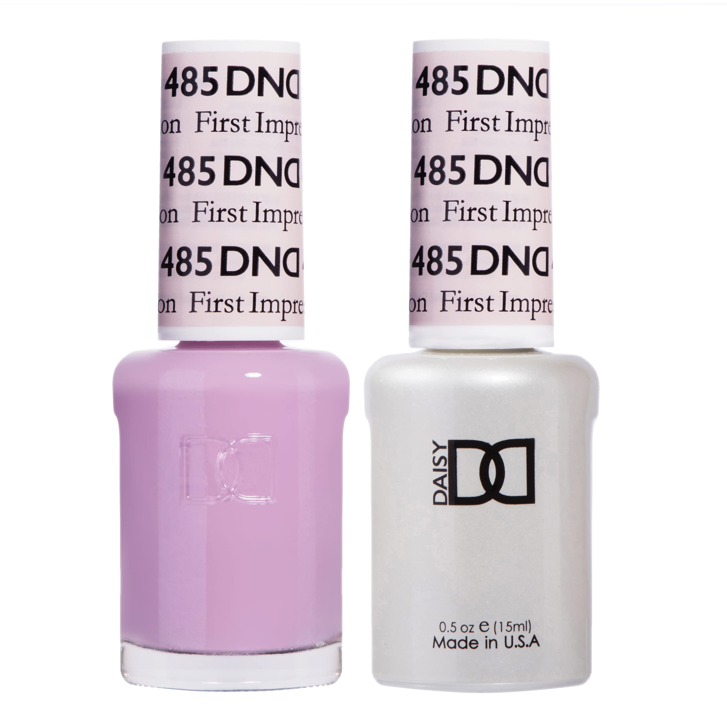 DAISY DND First Impression 485 gel polish bottle with a glossy pink shade