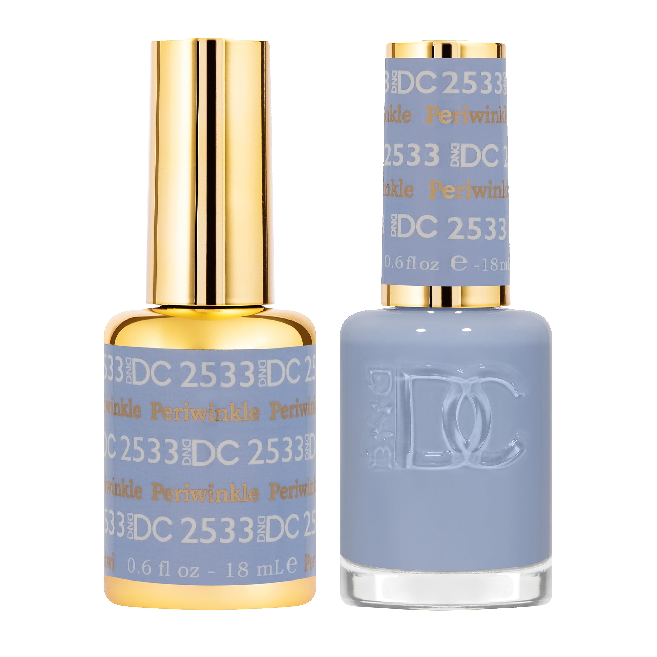 Daisy DND gel polish Periwinkle 2533 bottle close-up showing vivid color.