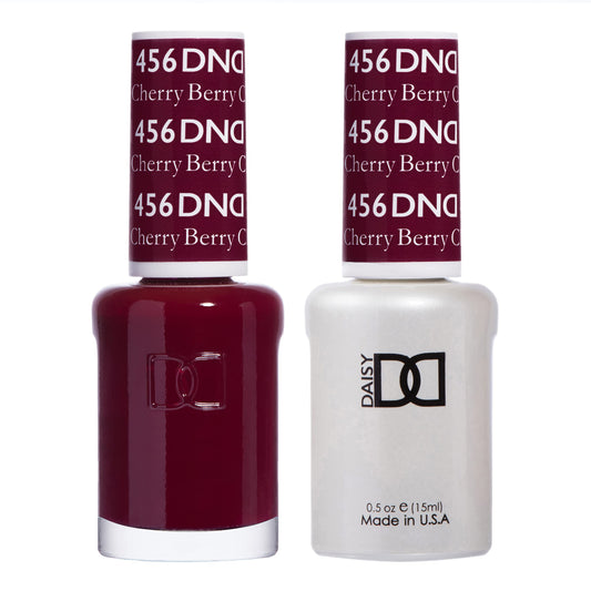 Daisy DND Cherry Berry gel polish bottle swatch shows long-lasting color for nails