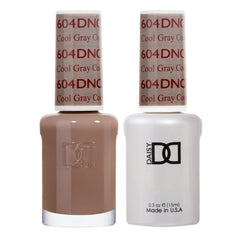 DAISY DND gel polish Cool Gray 604 bottle front view for a cool neutral finish.