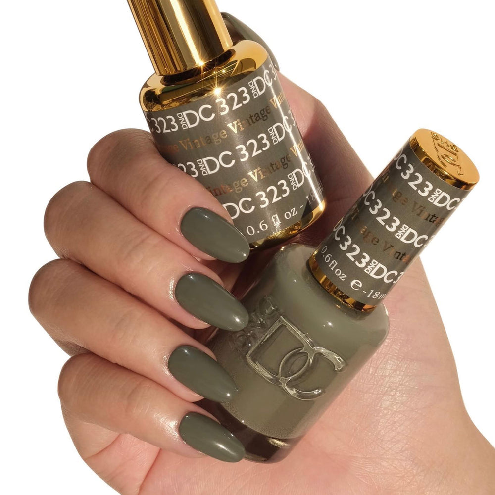 Daisy DND Green Collection lacquer bottle complements gel for a durable, chip-free finish.