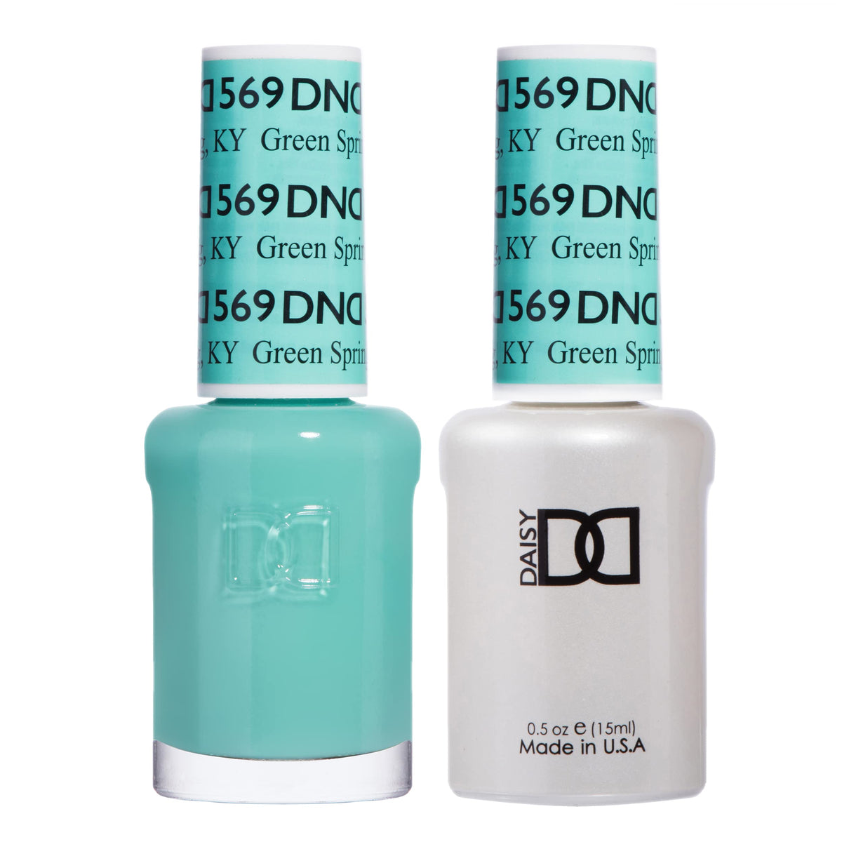 DAISY DND Green Spring gel polish in mint green with a high-gloss finish.