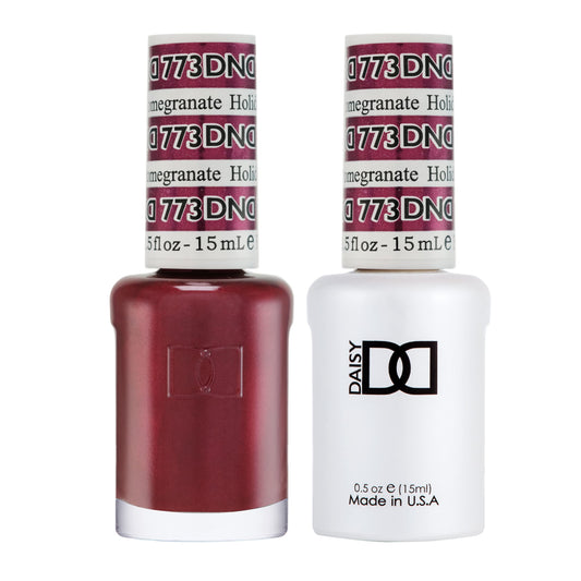 DAISY DND Holiday Pomegranate gel bottle delivers a shimmering, vivid manicure.