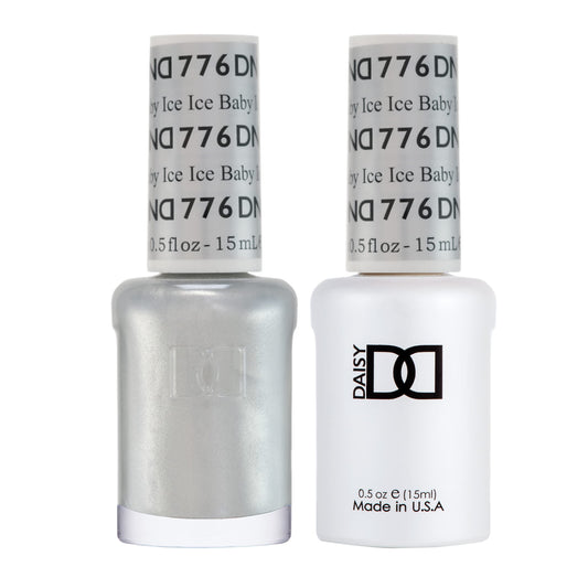 DAISY DND Ice Ice Baby gel bottle with icy metallic finish for long wear.