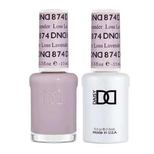 Daisy DND Loss Lavender gel polish bottle showing sheer lilac shade.