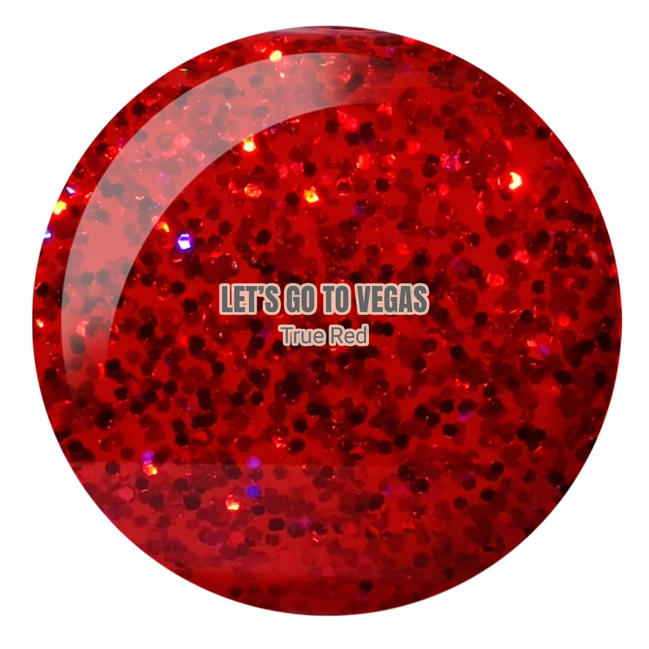 DAISY DND Mirrorball Collection red glitter swatch with glossy finish
