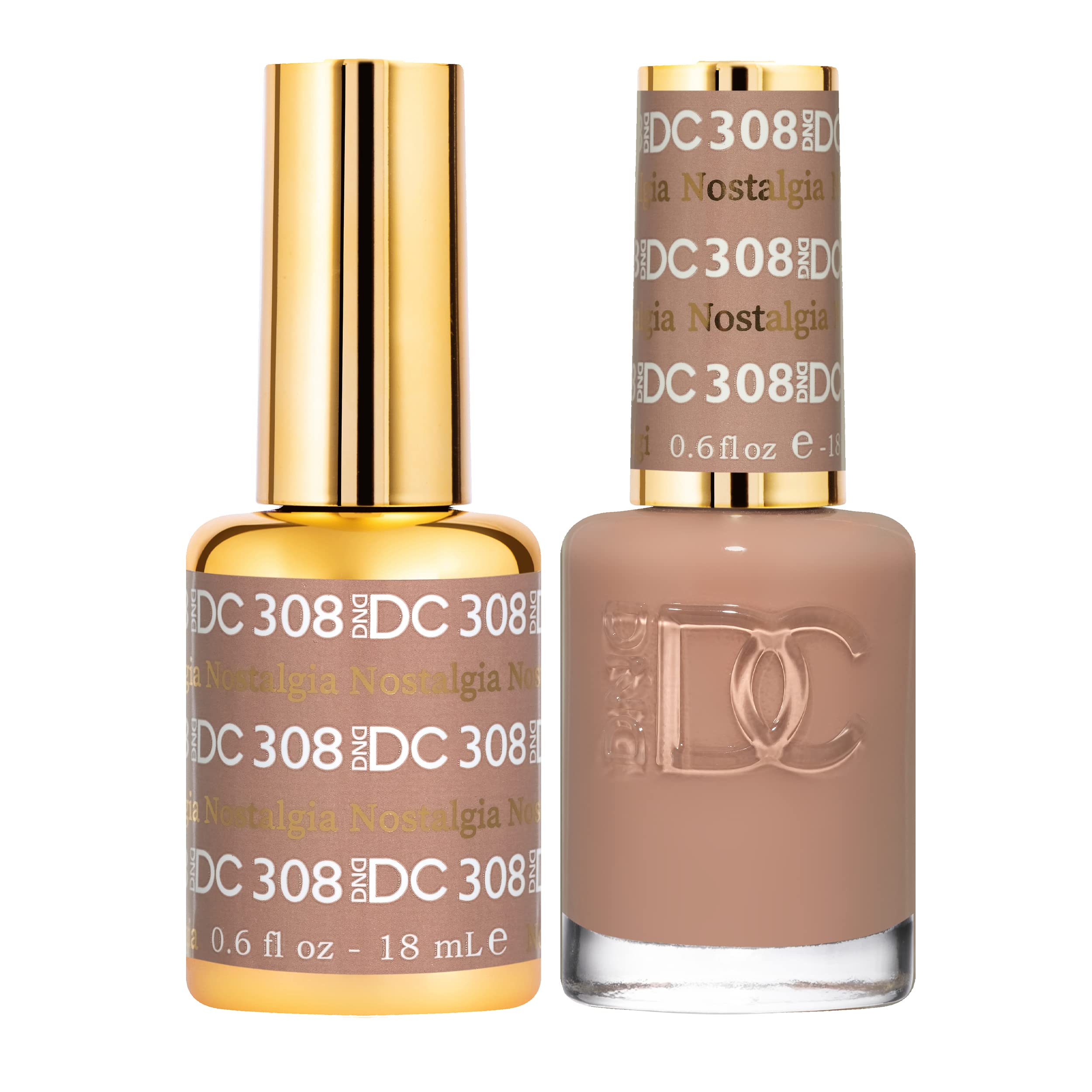 DAISY DND Nostalgia 308 gel polish for nude crème finish with long wear.