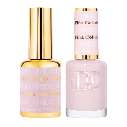 Daisy DND Pina Colada gel polish bottle shows a neutral pink for elegant at-home manicures.