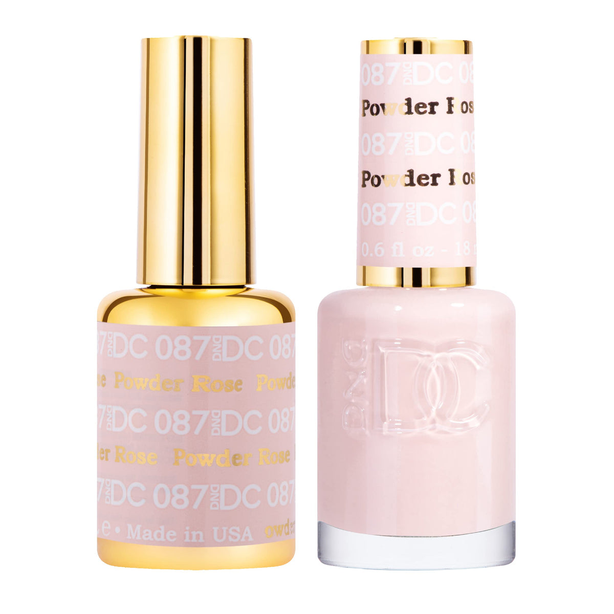 Daisy DND Rose Powder gel polish bottle pair shows rich color for premium manicure.