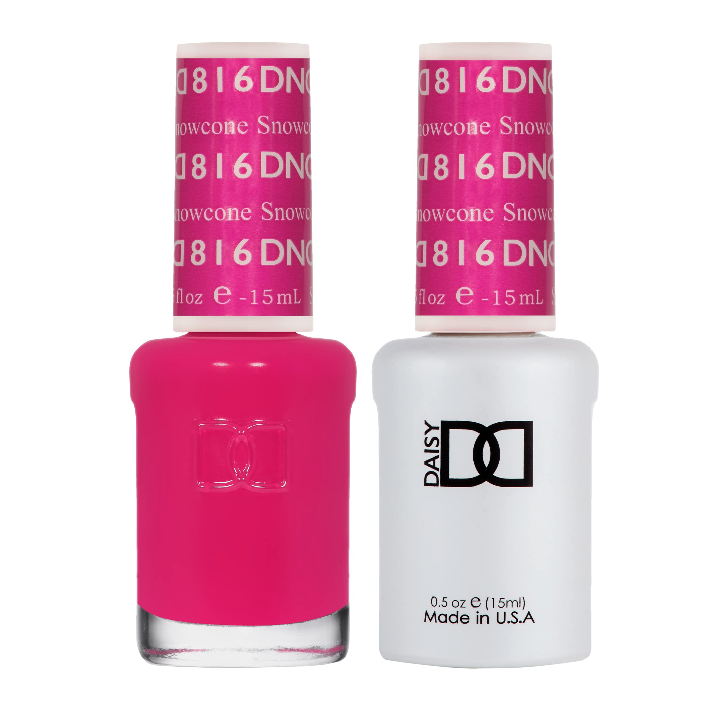 Daisy DND Snowcone 816 gel polish in deep berry pink for long-lasting color.