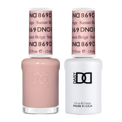Daisy DND Sunset Beige gel polish with peachy beige shade and long-lasting color.