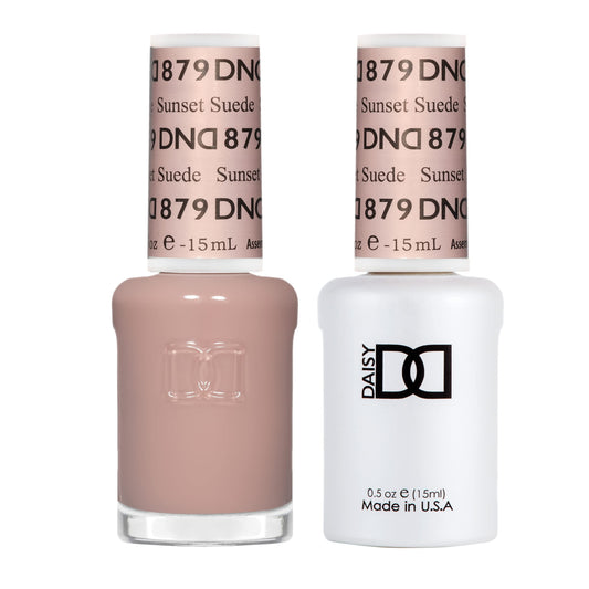 Daisy DND Sunset Suede gel polish bottle highlight for vivid color that lasts