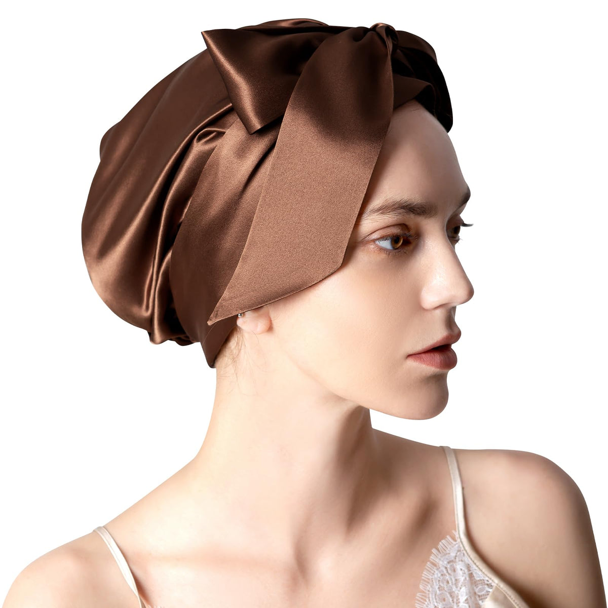 DAISYSILK 100% Mulberry Silk Bonnet close-up highlights smooth texture for gentle hair care.