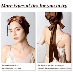 DAISYSILK adjustable ribbon on bonnet demonstrates customizable fit for various hairstyles.