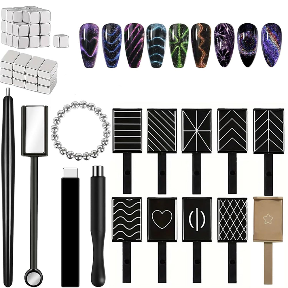 DAIXIANGER cat-eye nail magnet set for crisp gel patterning at home