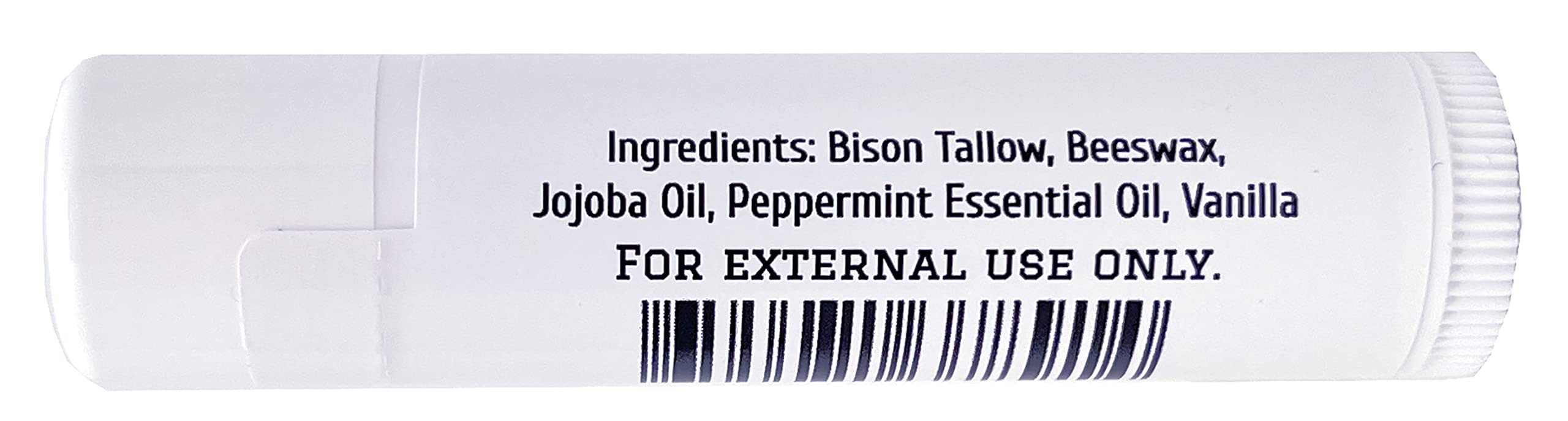 Dakota Pure Bison Tallow Balm vanilla peppermint close-up, nourishing lips.